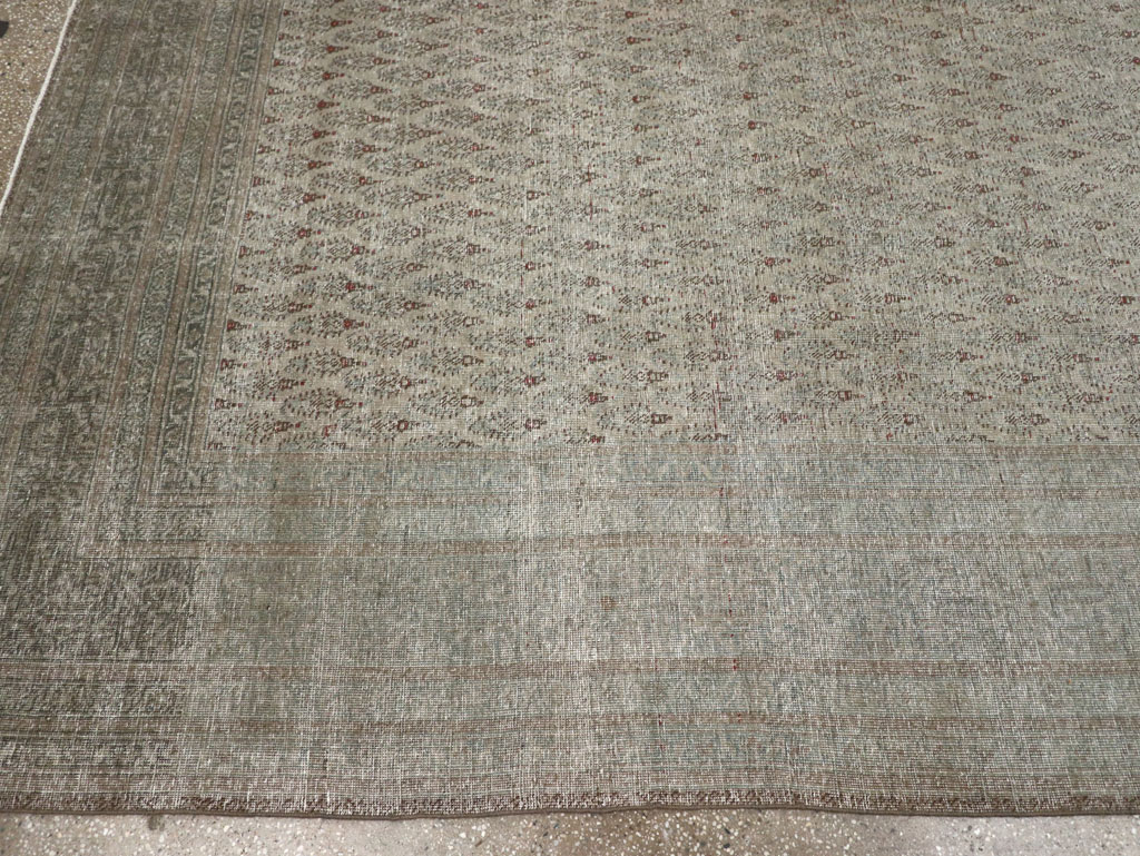 Distressed Antique Persian Tabriz Room Size Carpet, No.31213 - Galerie Shabab