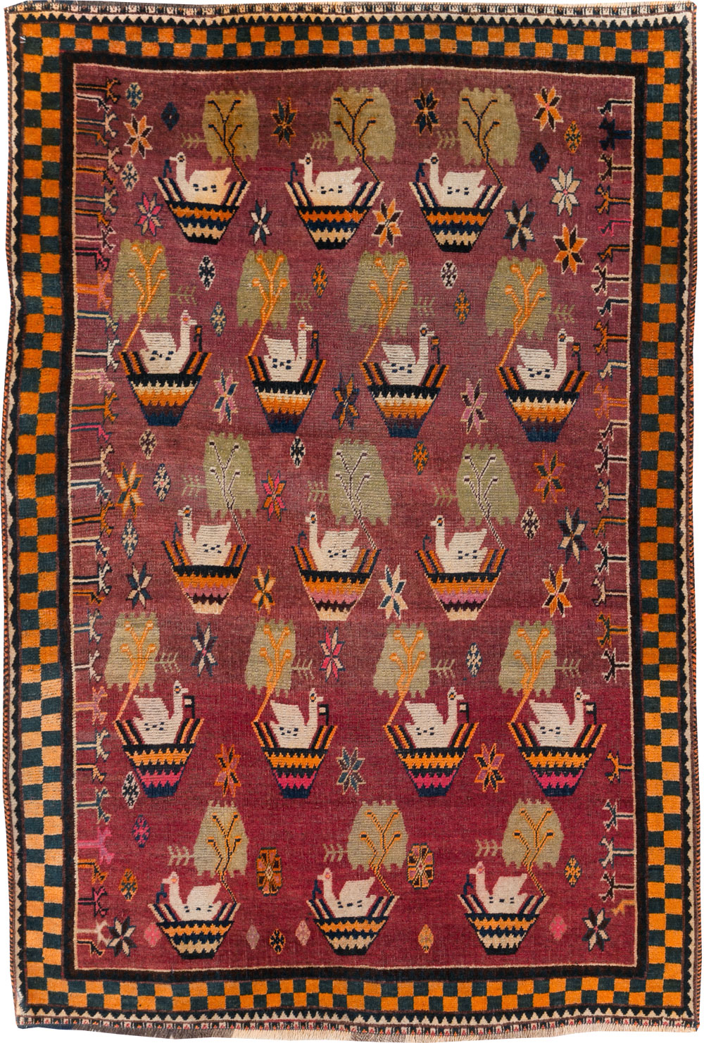 Vintage Persian Pictorial Gabbeh Accent Rug, No.31316 - Galerie Shabab