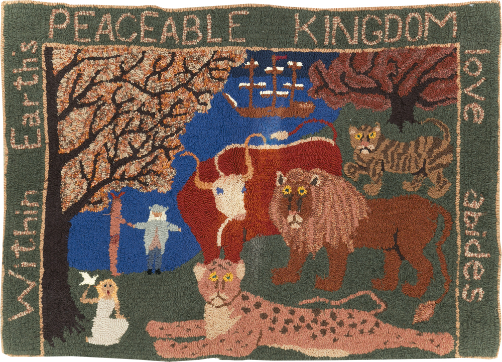 Vintage American Hooked Pictorial Throw Rug, No.31318 - Galerie Shabab