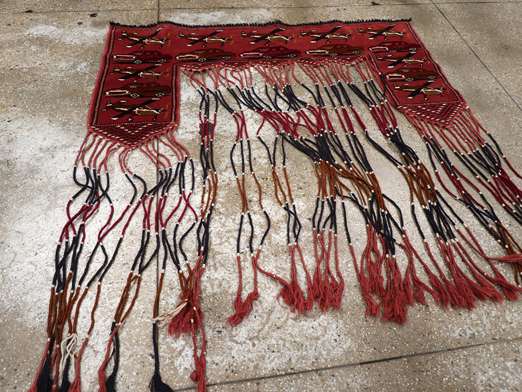 Vintage Central Asian Turkoman War Rug Style Door Hanging, No.31417 - Galerie Shabab