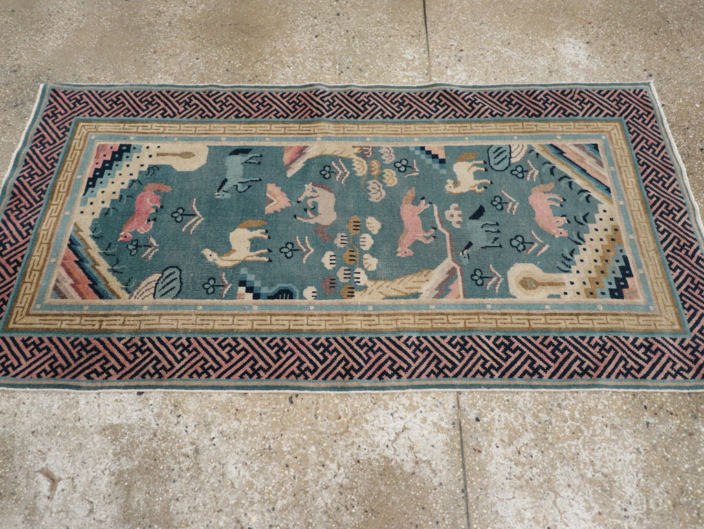 Antique Chinese Pictorial Throw Rug, No.31445 - Galerie Shabab
