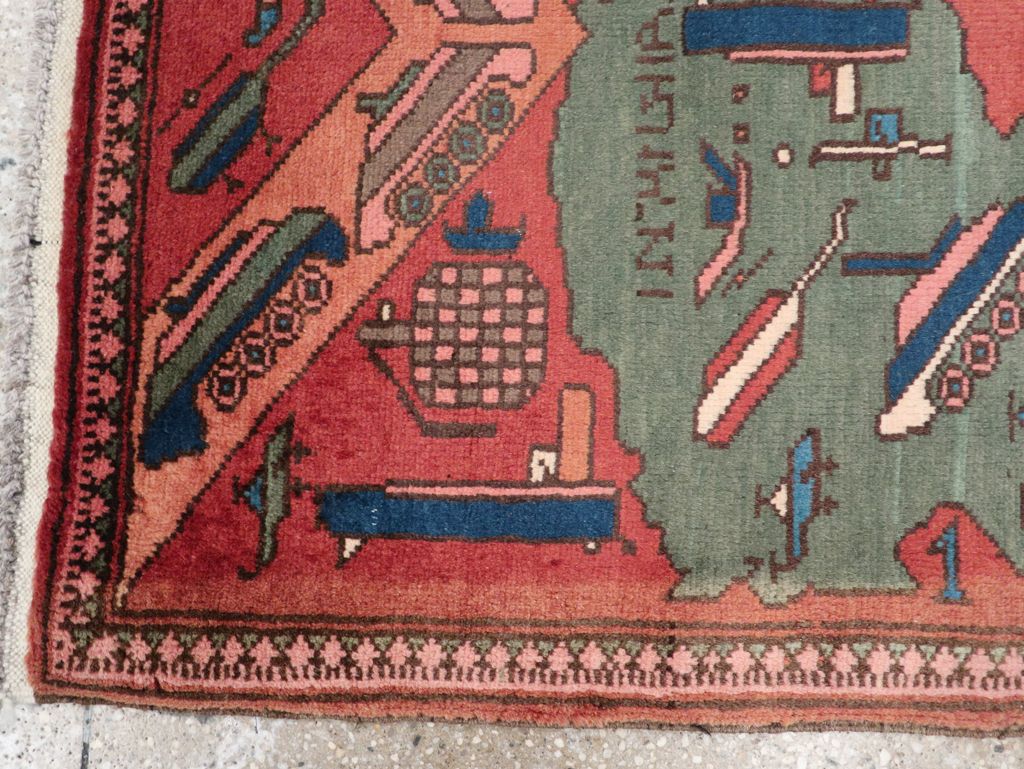 Vintage Afghan Pictorial War Map Rug, No.31627 - Galerie Shabab
