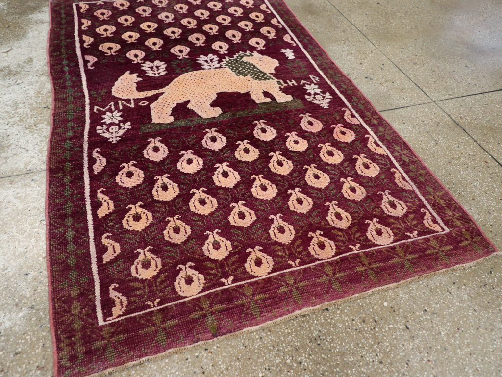 Vintage Pictorial Cotton Agra Rug, No.31638 - Galerie Shabab