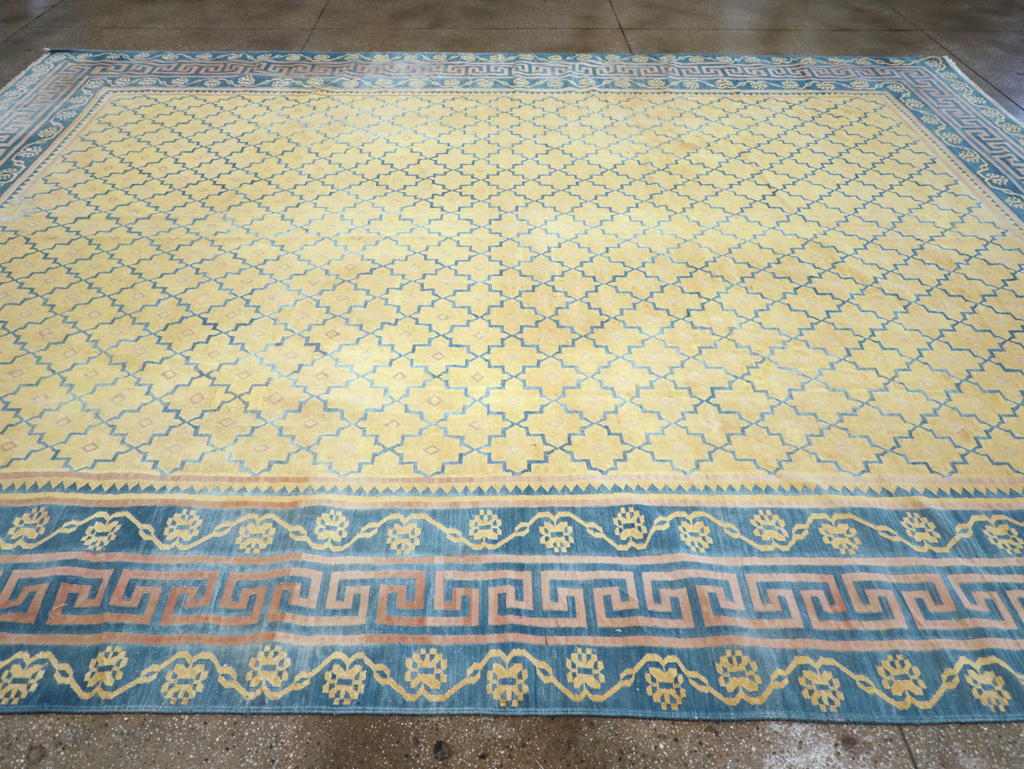 Vintage Indian Flatweave Dhurrie Large Room Size Carpet, No.31642 - Galerie Shabab