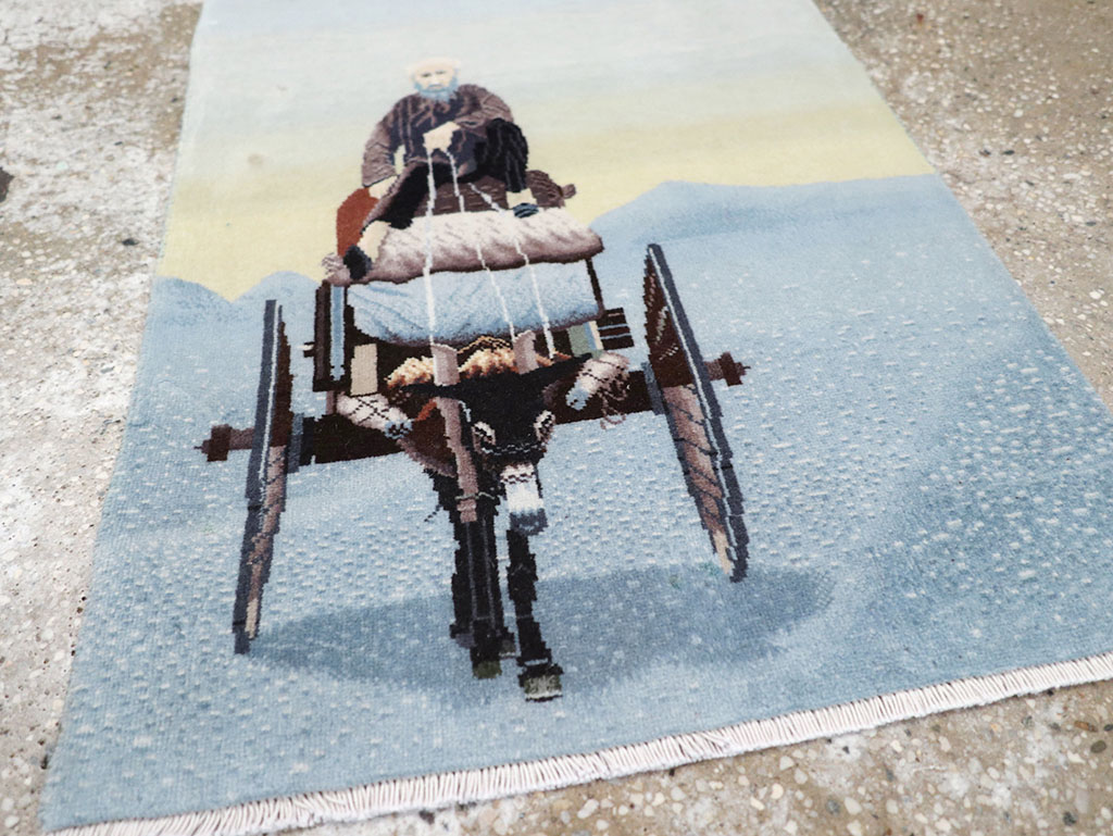 Modern Persian Tabriz Pictorial Throw Rug, No.32099 - Galerie Shabab