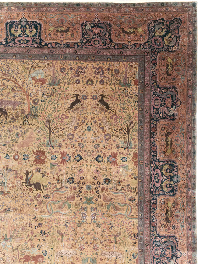 Antique Indian Lahore Pictorial Oversize Carpet, No.32148 - Galerie Shabab