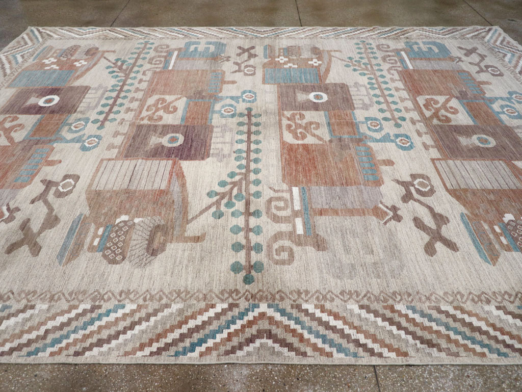 Modern East Turkestan Vase Khotan Room Size Carpet, No.32207 - Galerie Shabab