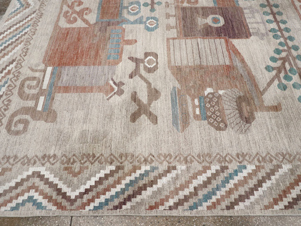 Modern East Turkestan Vase Khotan Room Size Carpet, No.32207 - Galerie Shabab