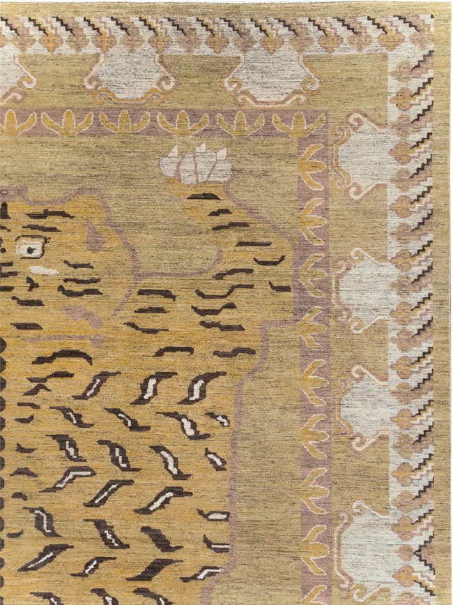 Modern East Turkestan Pictorial Khotan Room Size Carpet, No.32222 - Galerie Shabab