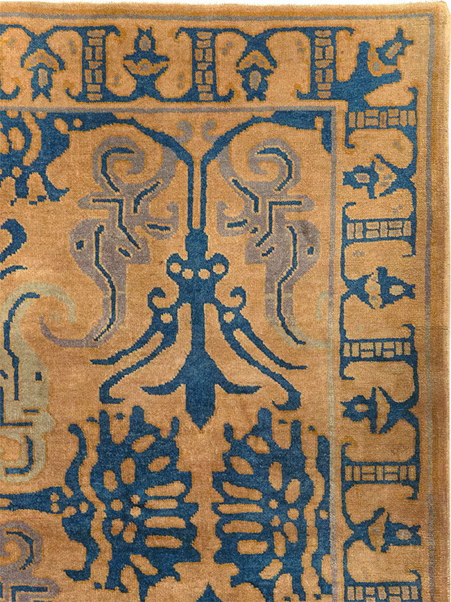 Vintage Chinese Art Deco Accent Carpet, No.32223 - Galerie Shabab