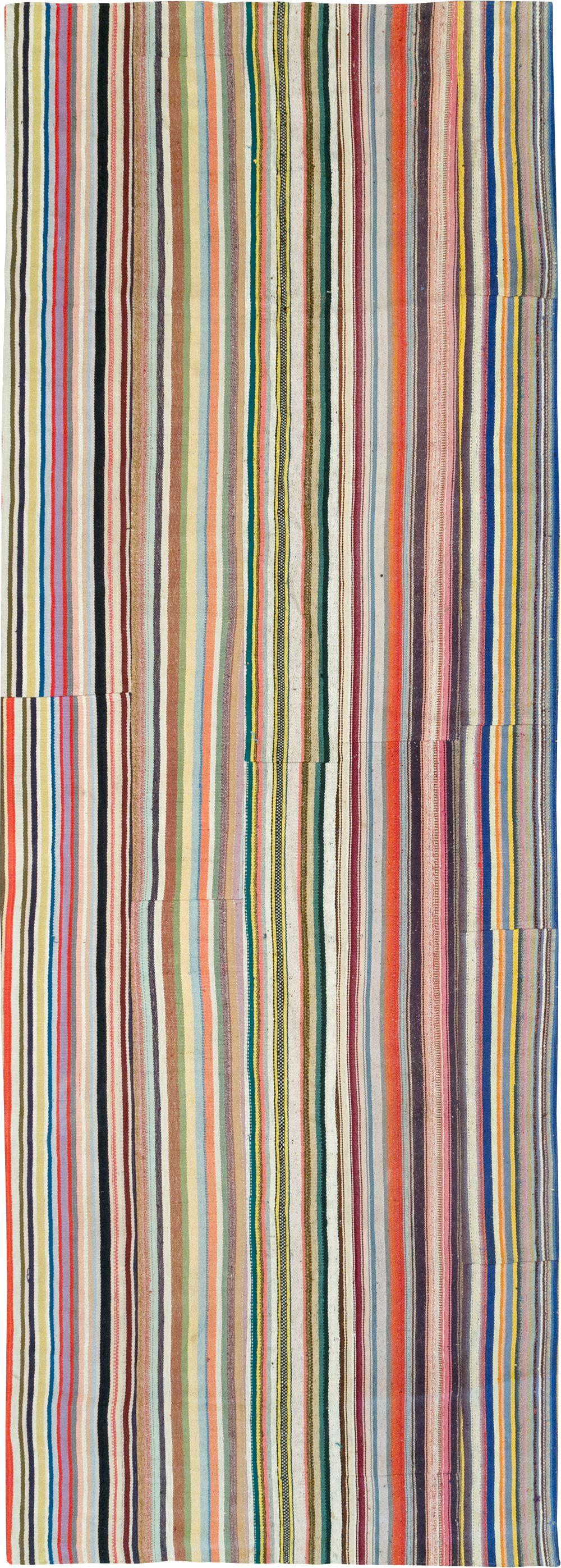 Vintage Turkish Flatweave Kilim Wide Gallery Runner, No.32310 - Galerie Shabab