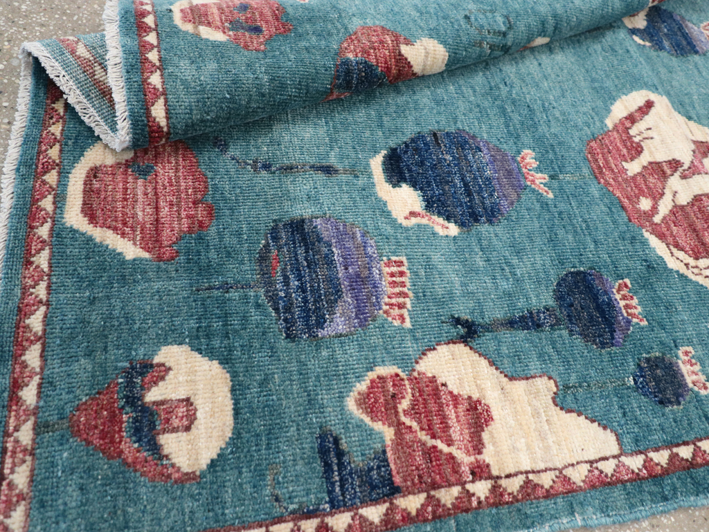 Modern Turkish Pictorial Throw Rug, No.32338 - Galerie Shabab