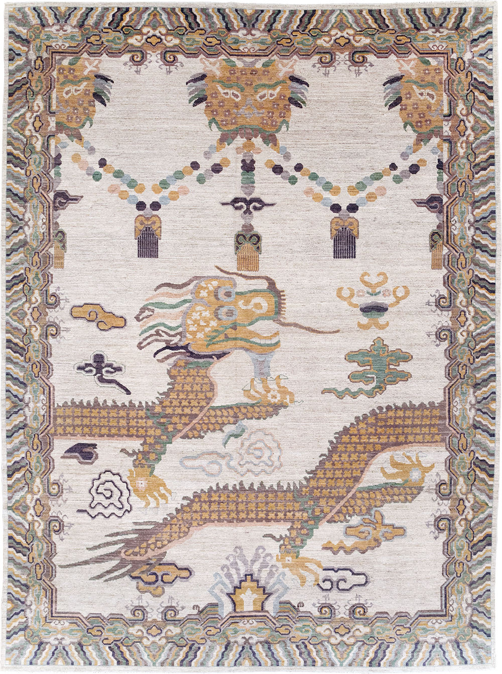 Modern East Turkestan Khotan Pictorial Room Size Carpet, No.32381 - Galerie Shabab
