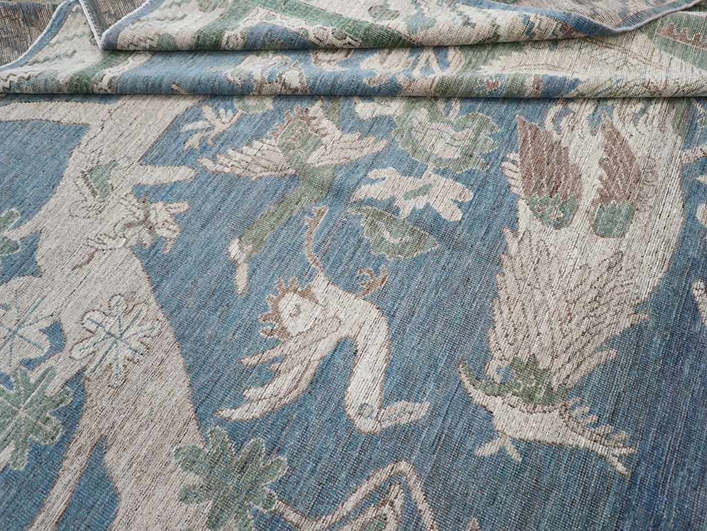 Contemporary East Turkestan Khotan Pictorial Room Size Carpet, No.32387 - Galerie Shabab