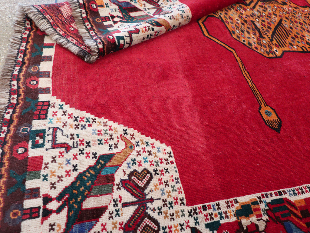 Vintage Persian Gabbeh Pictorial Accent Rug, No.32414 - Galerie Shabab