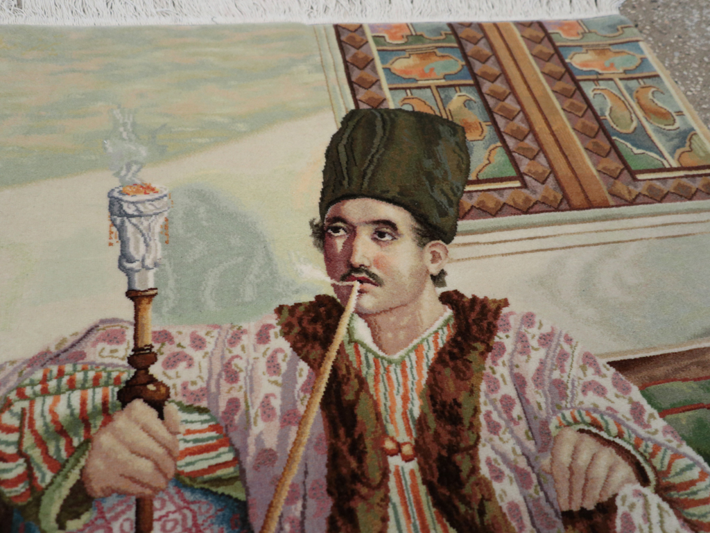 Vintage Persian Tabriz Pictorial Throw Rug, No.32418 - Galerie Shabab