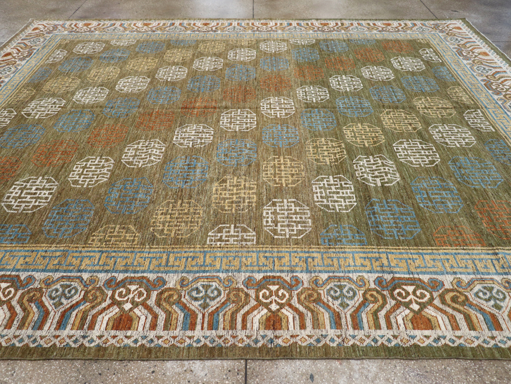 Modern East Turkestan Khotan Room Size Carpet, No.32476 - Galerie Shabab