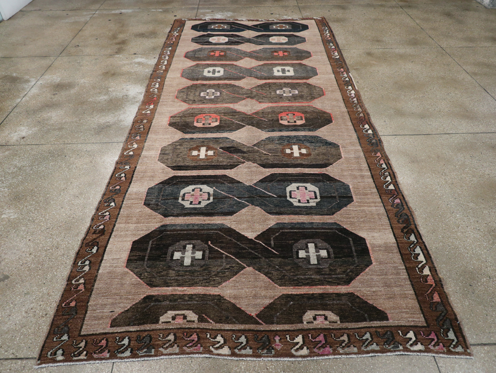 Vintage Turkish Anatolian Wide Gallery Runner, No.32496 - Galerie Shabab