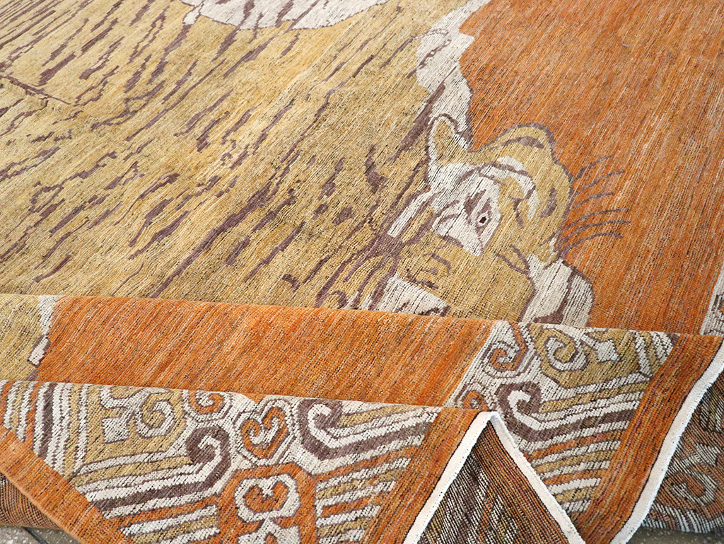 Modern East Turkestan Khotan Pictorial Large Room Size Carpet, No.33023 - Galerie Shabab