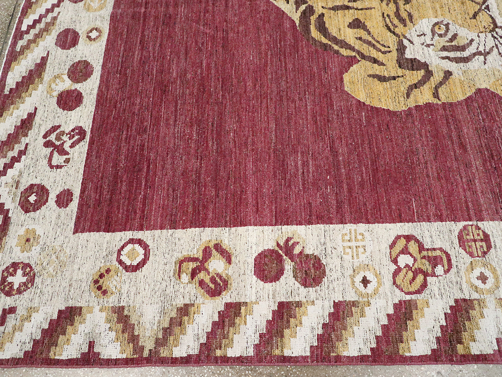 Modern East Turkestan Khotan Pictorial Room Size Carpet, No.33027 - Galerie Shabab