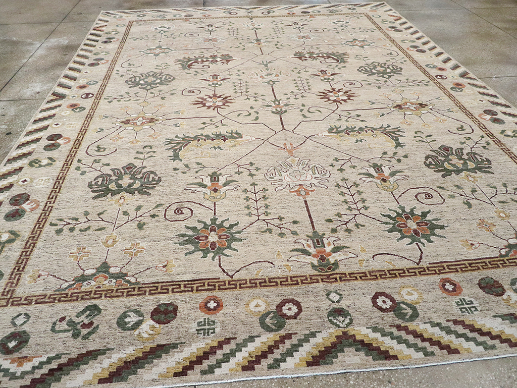 Modern East Turkestan Khotan Room Size Carpet, No.33029 - Galerie Shabab