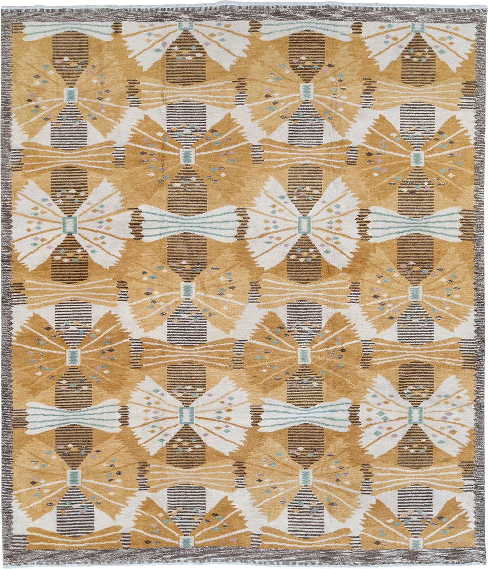 Vintage Scandinavian Rya After Park, Gul By Barbro Nilsson, No.33045 - Galerie Shabab