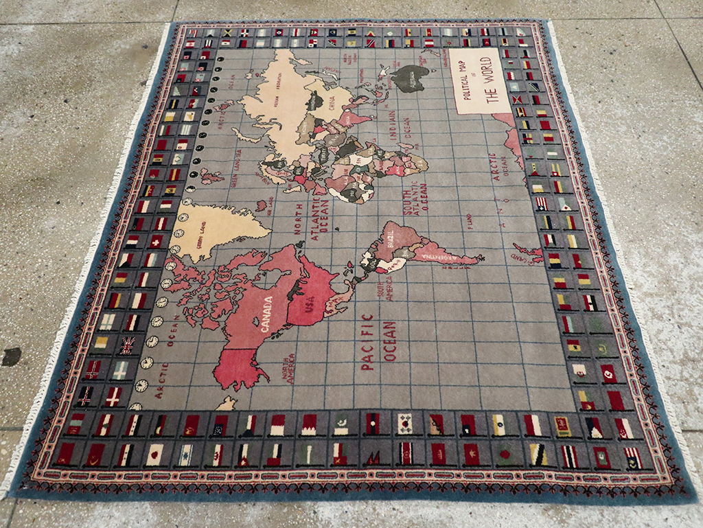 Modern Afghan Pictorial Map Rug, No.33059 - Galerie Shabab