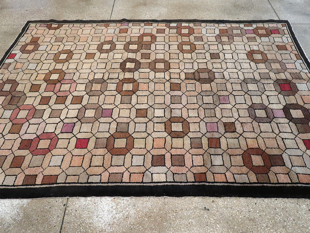 Vintage Chinese Art Deco Accent Rug, No.33133 - Galerie Shabab