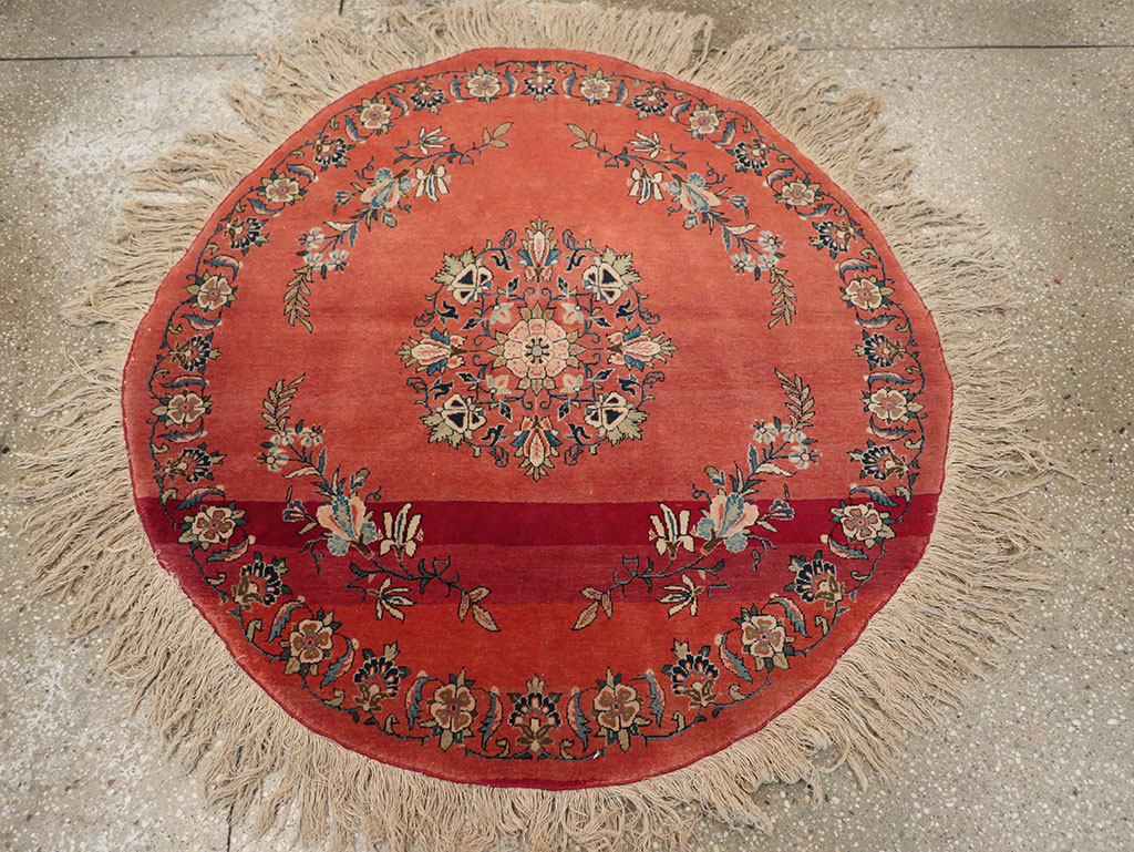 Antique Persian Kerman Round Rug, No.33206 - Galerie Shabab