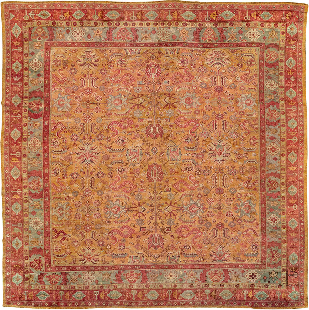 Antique Turkish Oushak Square Room Size Carpet, No.33262 - Galerie Shabab