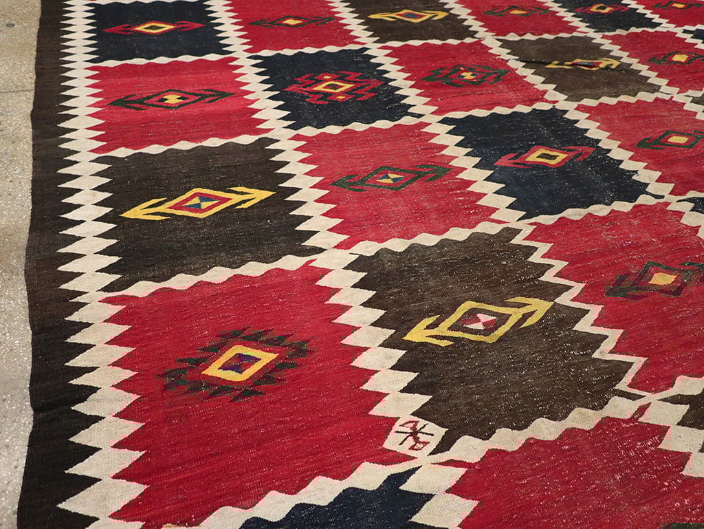 Vintage Afghan Flatweave Kilim Large Carpet, No.33270 - Galerie Shabab