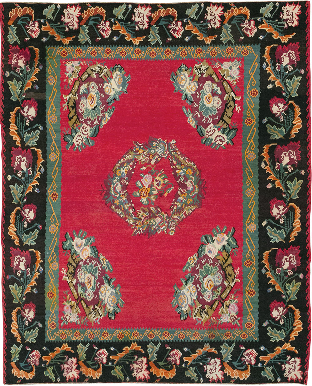 Vintage Turkish Flatweave Kilim Room Size Carpet, No.33279 - Galerie Shabab