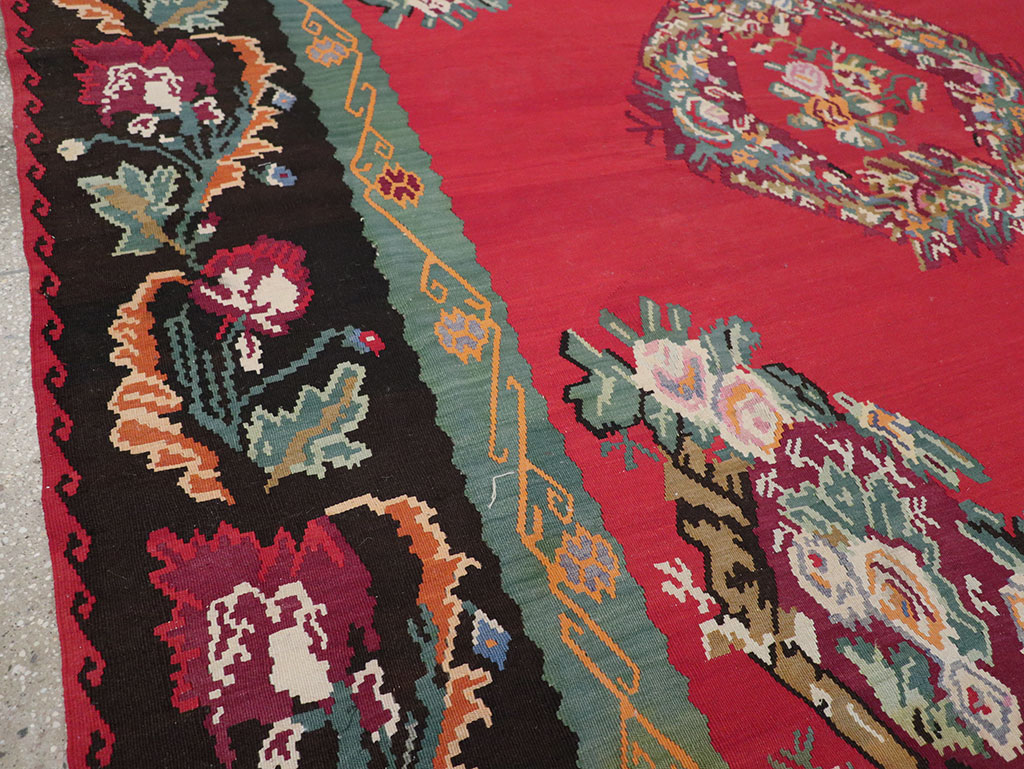 Vintage Turkish Flatweave Kilim Room Size Carpet, No.33279 - Galerie Shabab