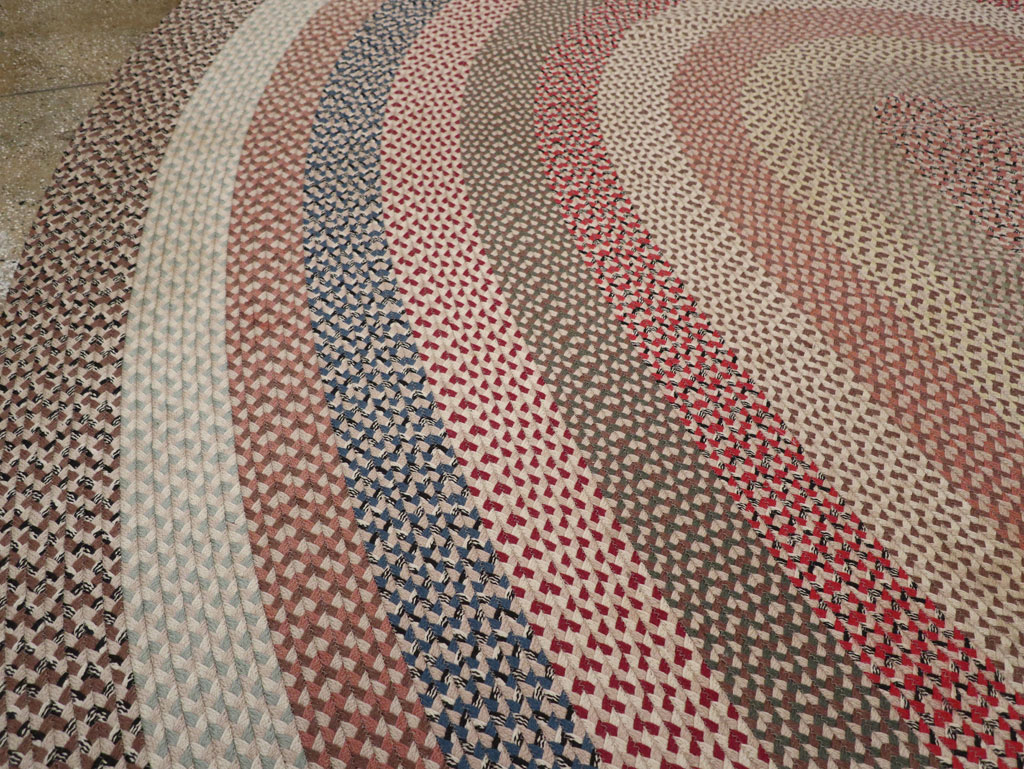 Vintage American Braid Round Rug, No.33327 - Galerie Shabab