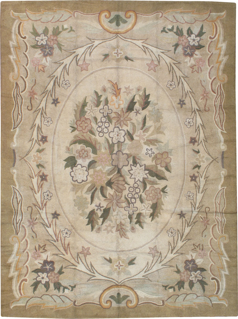 European Inspired Vintage American Hook Rug, No.8910 - Galerie Shabab