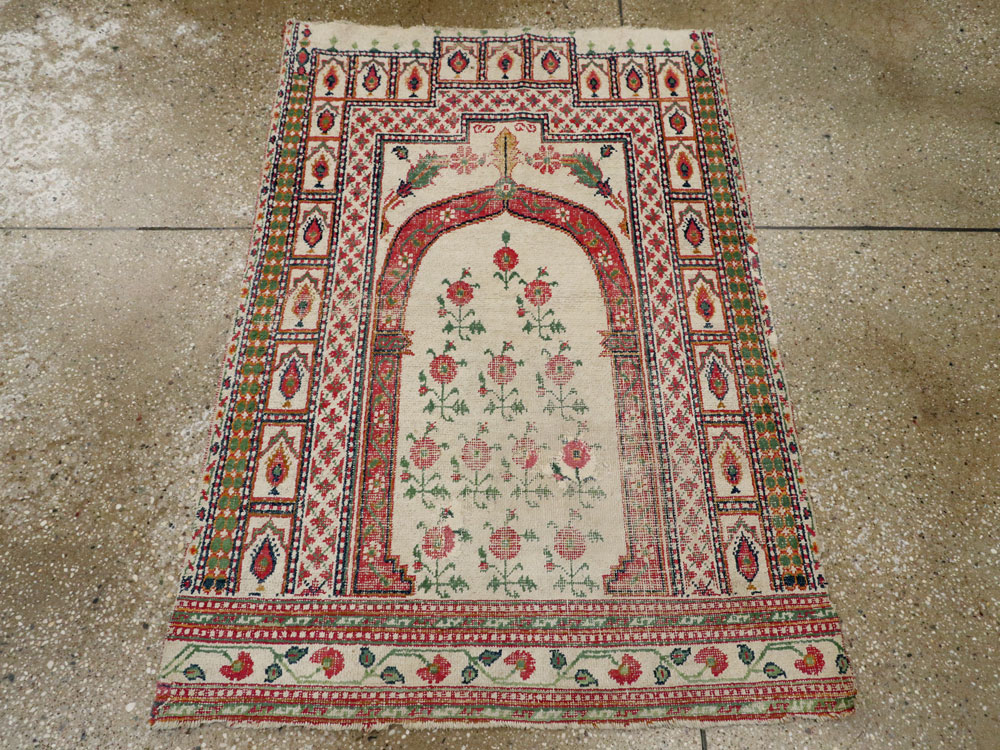 Vintage Indian Cotton Agra Carpet, No.9058 - Galerie Shabab