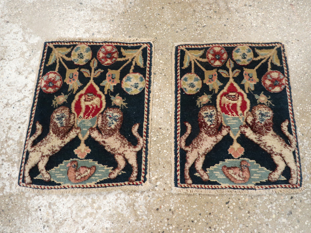 Vintage Persian Souf Tabriz Pictorial Rug (Pair: 2 of 2), No.9081 - Galerie Shabab