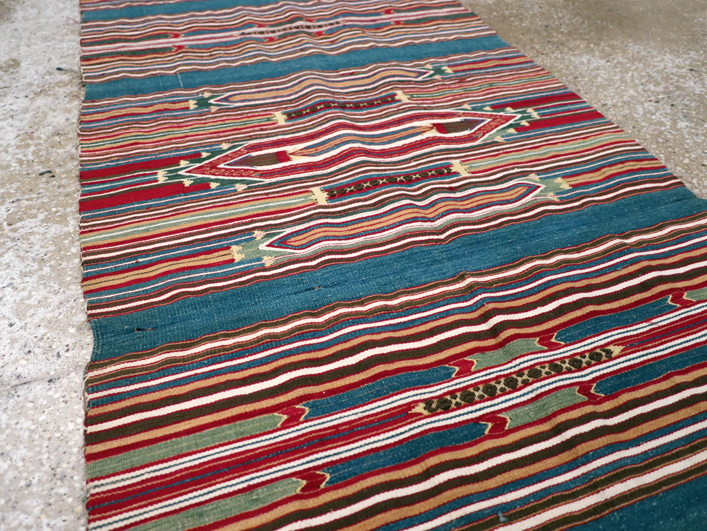 Vintage Persian Flatweave Kilim Runner, No.9799 - Galerie Shabab